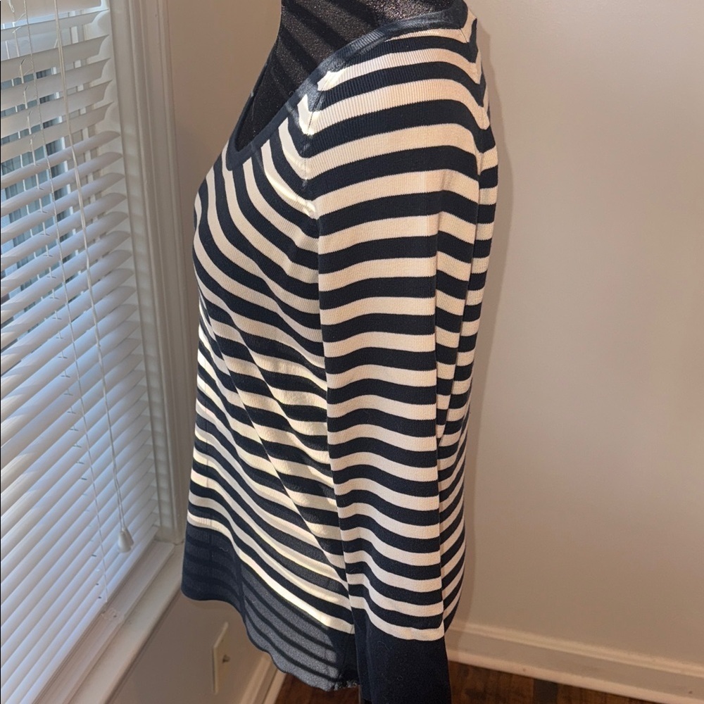 Banana Republic Striped Silk Blend Knit Top 3/4 Sleeve Size XL - Picture 5 of 10